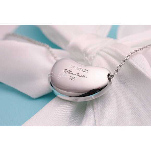Tiffany & Co. Elsa Peretti Bean Design Pendant Necklace 18mm in Silver 16" Chain - Picture 2 of 9